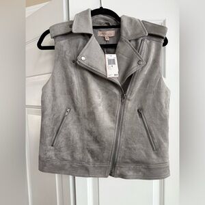 Blank NYC Gray Suede Moto Vest